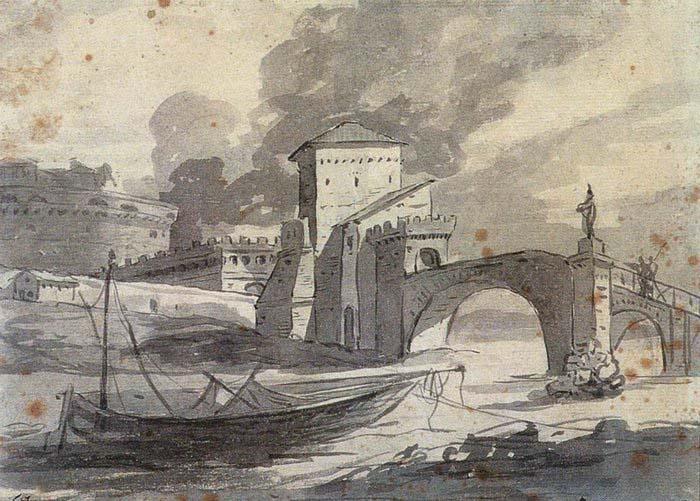 Jan Davidz de Heem View of the Tiber and Castel St Angelo China oil painting art
